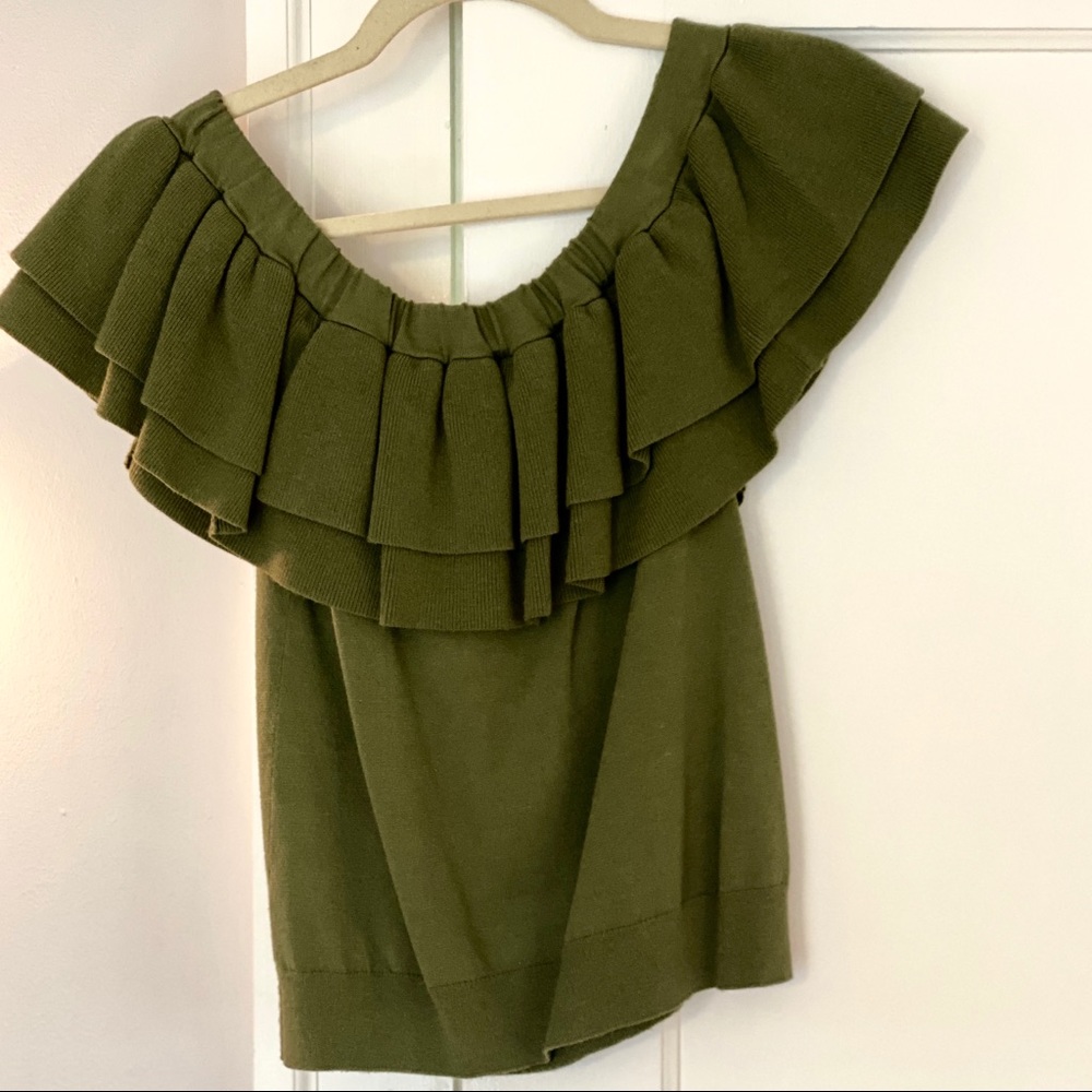 J. Crew off the shoulder green sweater - Picture 3 of 5